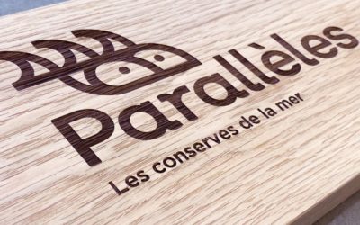 Signalétique intérieure en bois massif pour la société Conserves Parallèles