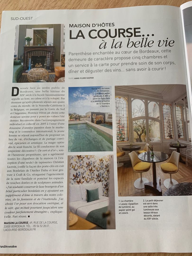 Parution presse dans le magazine Art & Décoration avec l'atelier Dahu et la Maison Lacourse